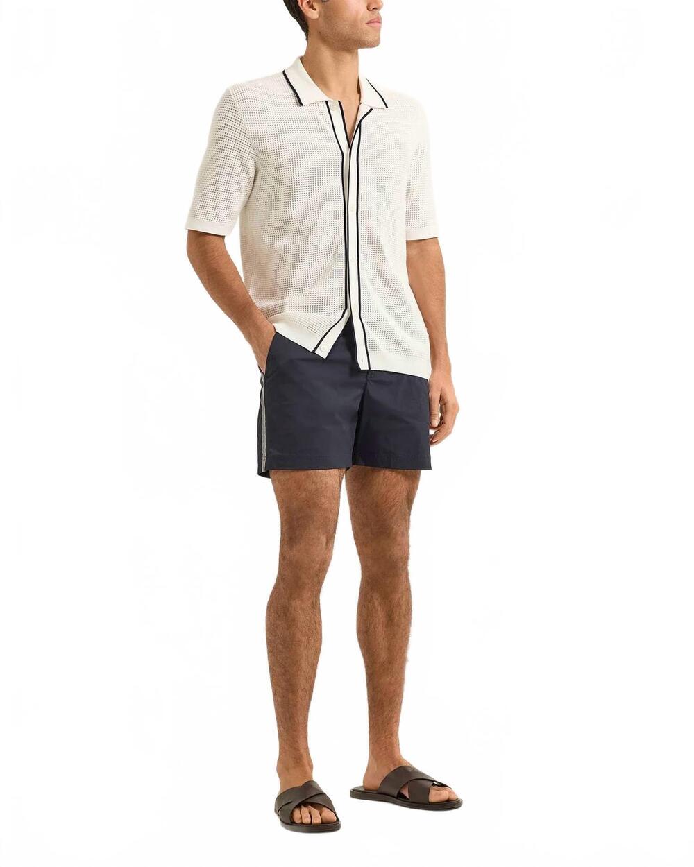 NEW ORLEBAR BROWN roddy button-true stripe shirt in cloud